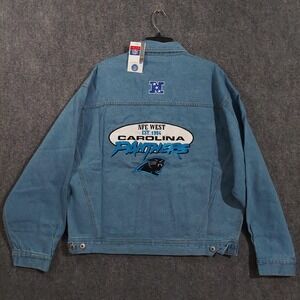 Vintage Carolina Panthers Jacket Mens XL Blue NFL Football Denim PROELITE 90s